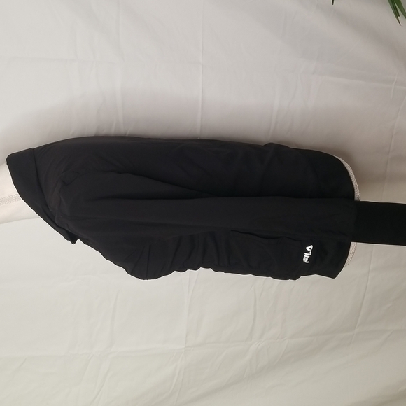 𝅺fila track jacket gray black womens size S ruched zip up front thumb holes - Picture 4 of 12